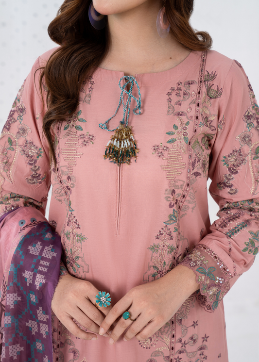 Luxury Embroidered 3PC Lawn Stitched Summer Suit