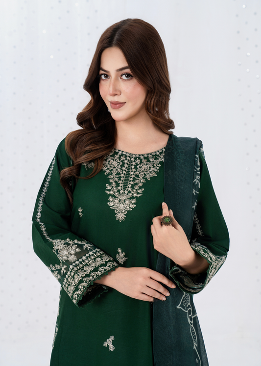 Luxury Embroidered 3PC Lawn Stitched Summer Suit