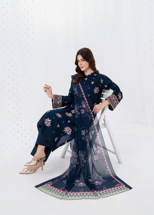 Luxury Embroidered 3PC Lawn Stitched Summer Suit