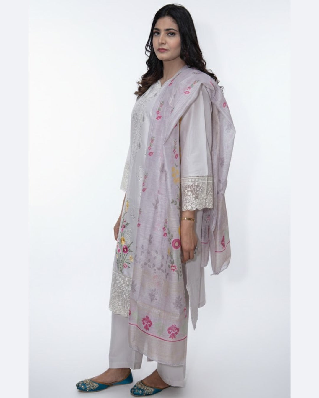 Off White Embroidered Lawn 3PC Suit