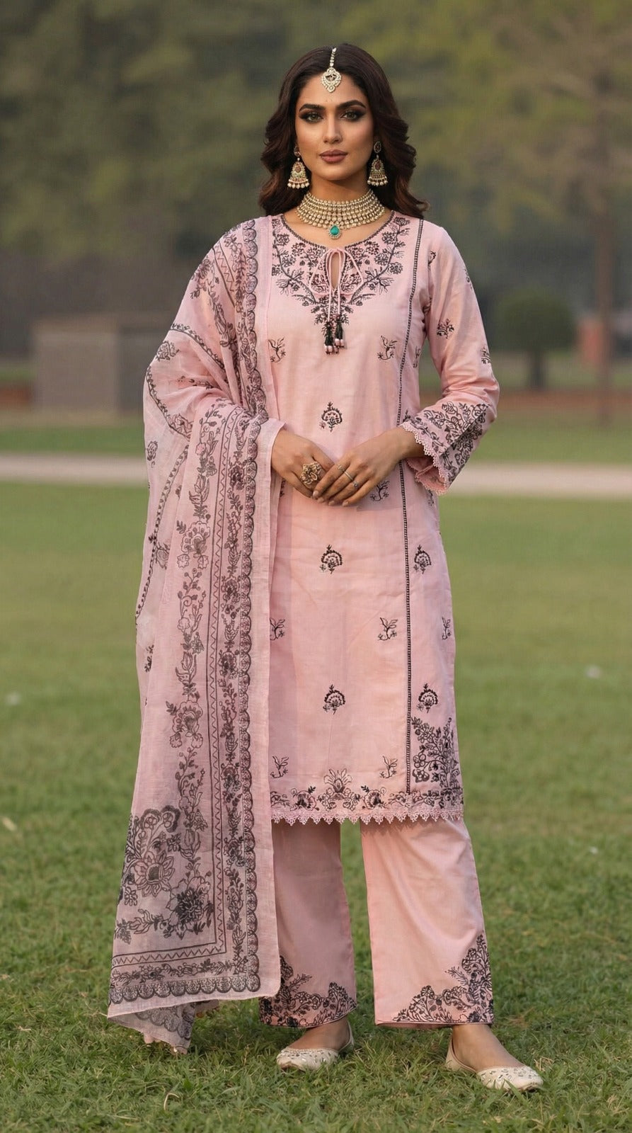 Elegant Lawn Embroidered 3 Piece Suit