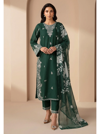 Luxury Embroidered 3PC Lawn Stitched Summer Suit