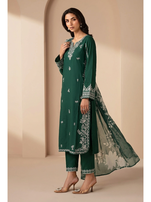 Luxury Embroidered 3PC Lawn Stitched Summer Suit