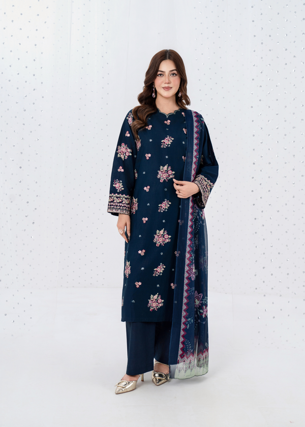 Luxury Embroidered 3PC Lawn Stitched Summer Suit