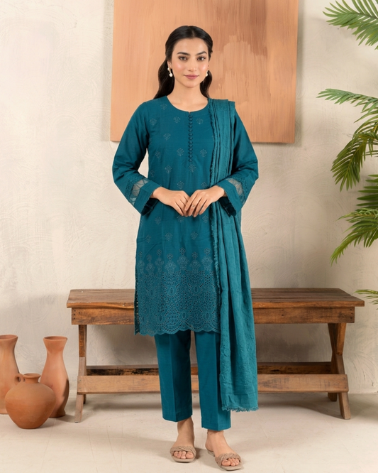 Elegant Cotton Lawn 3PC Summer Outfit