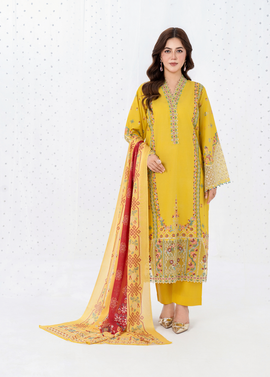 Elegant Summer 3PC Embroided Lawn Suit