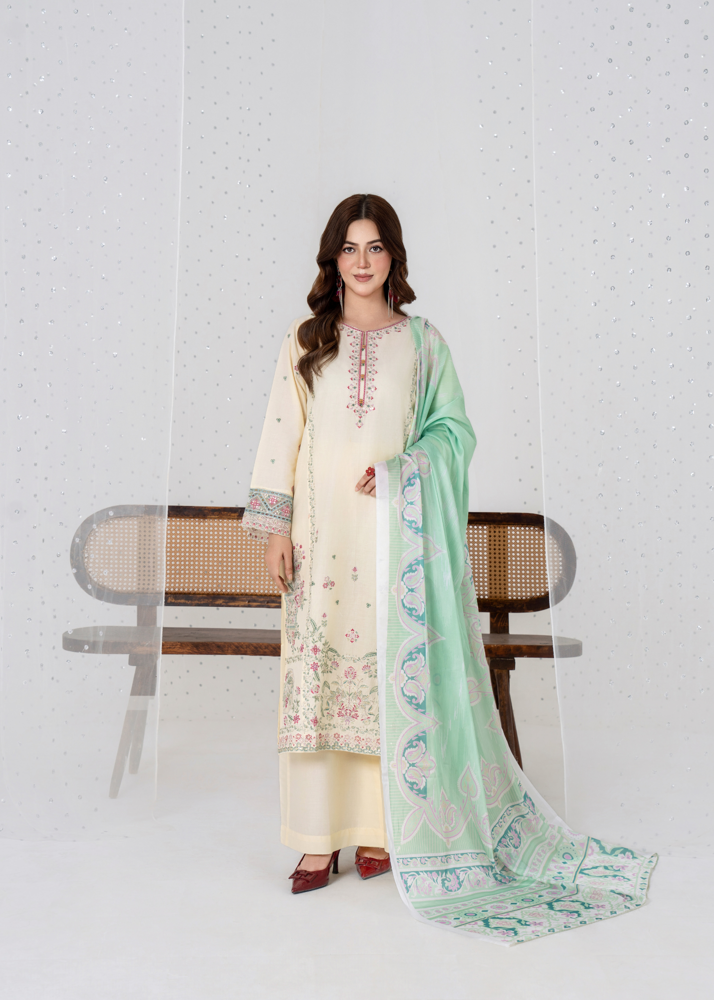 Luxury Embroidered 3PC Lawn Stitched Summer Suit