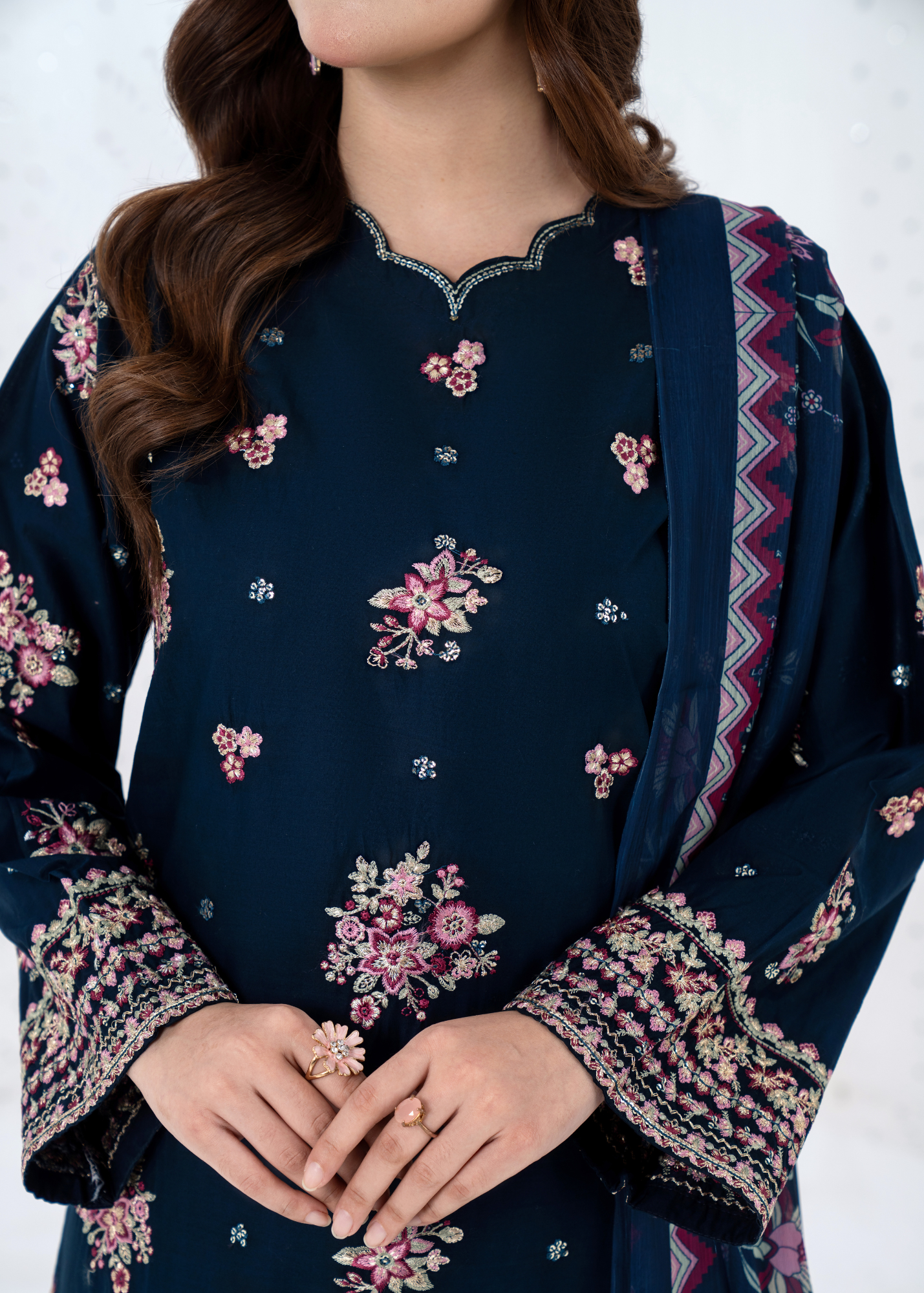 Luxury Embroidered 3PC Lawn Stitched Summer Suit