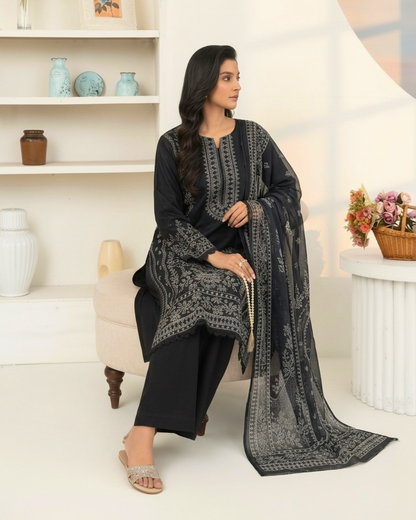 Eastern Lawn Embroidered 3 PC Suit