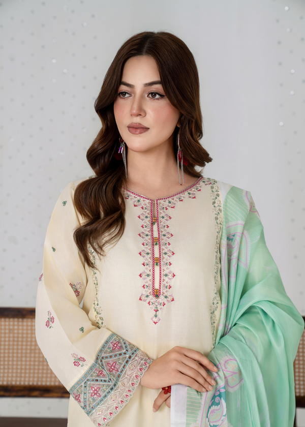 Luxury Embroidered 3PC Lawn Stitched Summer Suit