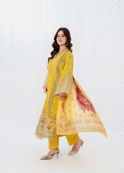 Elegant Summer 3PC Embroided Lawn Suit