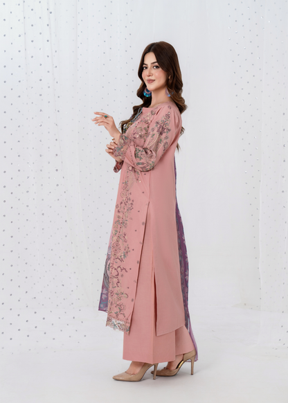 Luxury Embroidered 3PC Lawn Stitched Summer Suit