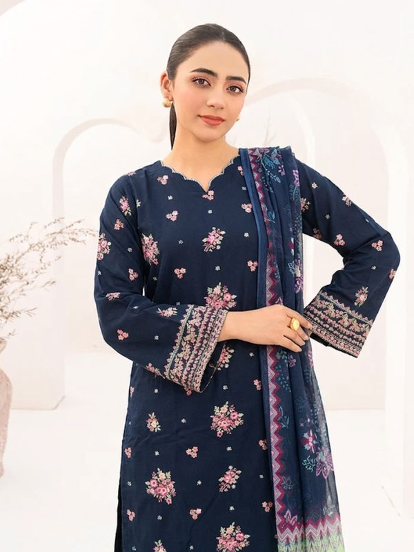 Luxury Embroidered 3PC Lawn Stitched Summer Suit