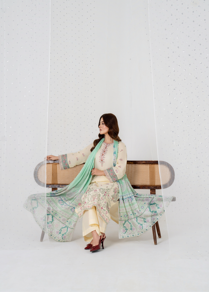 Luxury Embroidered 3PC Lawn Stitched Summer Suit