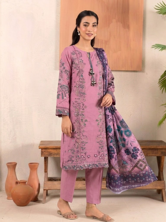Luxury Embroidered 3PC Lawn Stitched Summer Suit