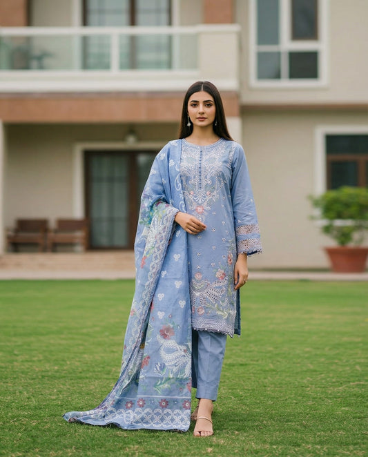Signature Embroidered Lawn 3 Piece Suit