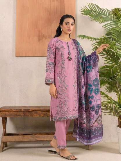 Luxury Embroidered 3PC Lawn Stitched Summer Suit
