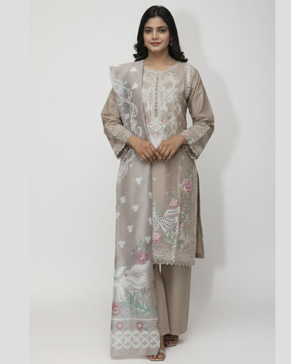 Stylish Cotton Lawn Embroidered 3PC Suit