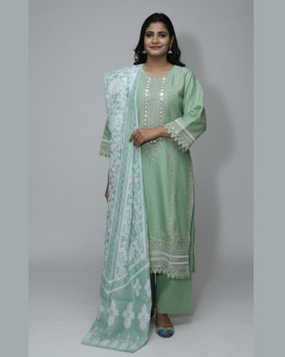 Elegant Summer 3PC Embroided Lawn Suit