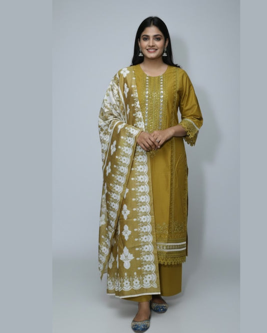 Elegant Cotton Lawn Embroidered 3PC Suit