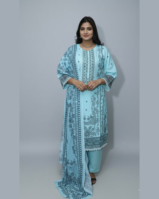 Cotton Lawn Embroidered 3PC Outfit