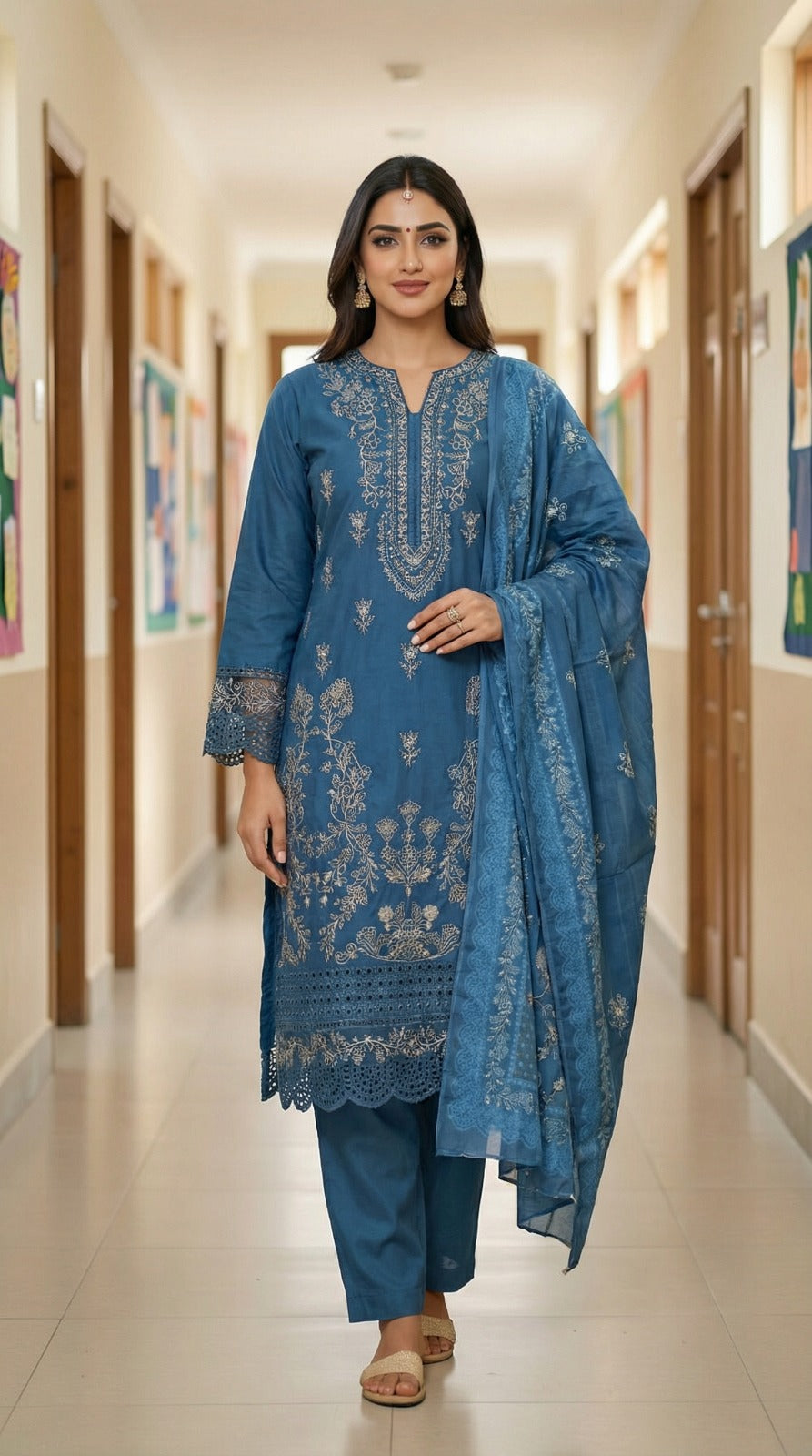 Luxury Embroidered 3PC Lawn Stitched Summer Suit